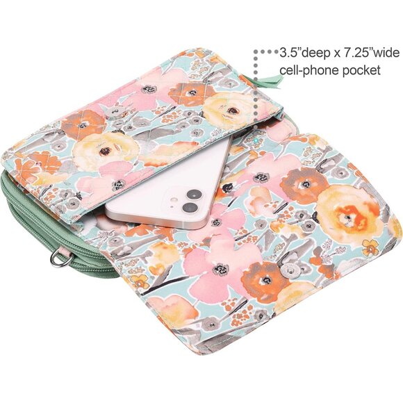 Cotton Quilted Crossbody Wallet Purse Clutch Women's Fashion Accessories - Picture 3 of 7